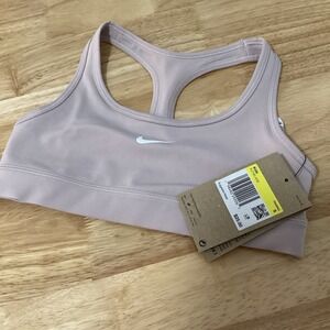 Girls Nike Pro Dri-Fit Swoosh Sports Bra small Platinum Violet FJ7161-019